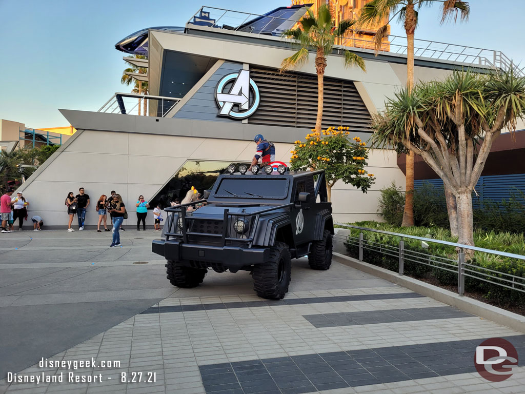 Captain America greeting guests.