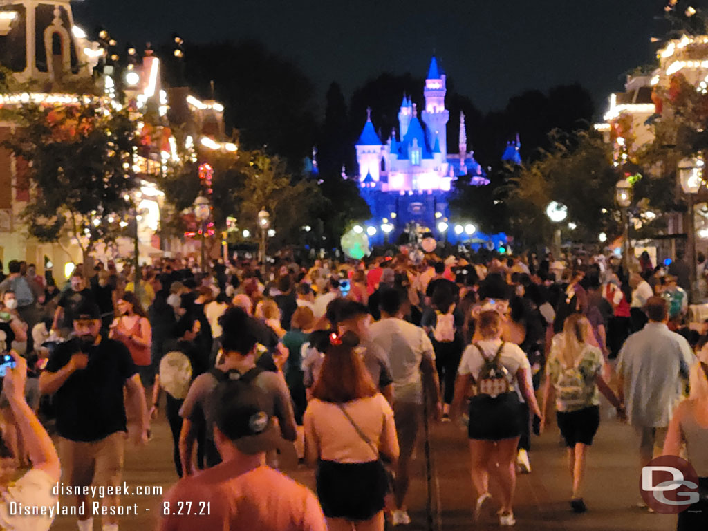 8:33pm - Main Street USA, I went to find a bench to sit on for 20 minutes since I did not want to deal with this crowd.