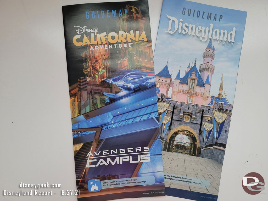 The current park guidemaps.  No printed time schedules were available.