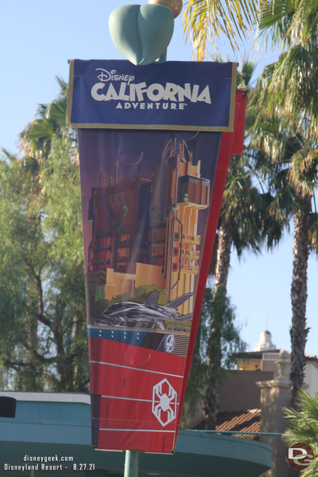 An Avengers Campus banner.