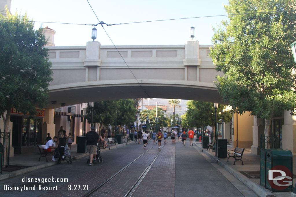 You could walk the street and guests were held on Hollywood Blvd, up the parade route by Avengers Campus and in Grizzly Recreation Area.