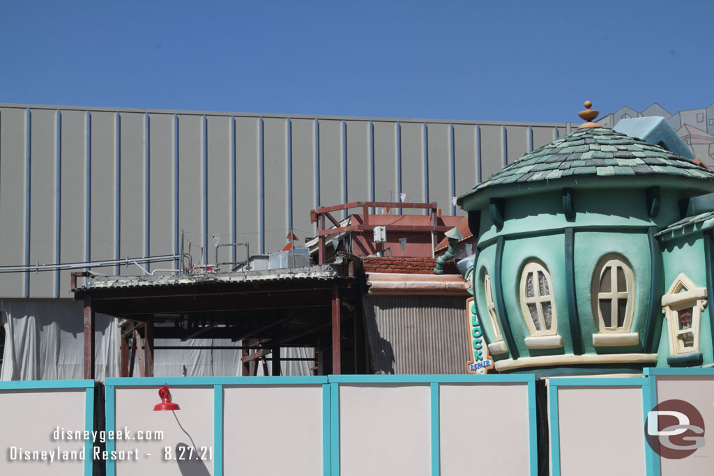 The Five and Dime facade has been removed to make way for the new attraction entrance/exit facade.