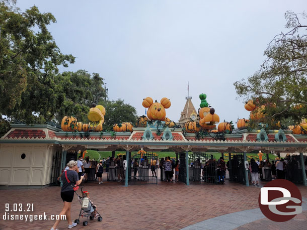 Halloween Time officially begins today at the Disneyland resort.  The entrance pumpkin characters are back.