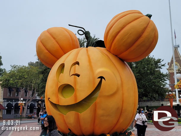 The giant Mickey pumpkin in Town Square.