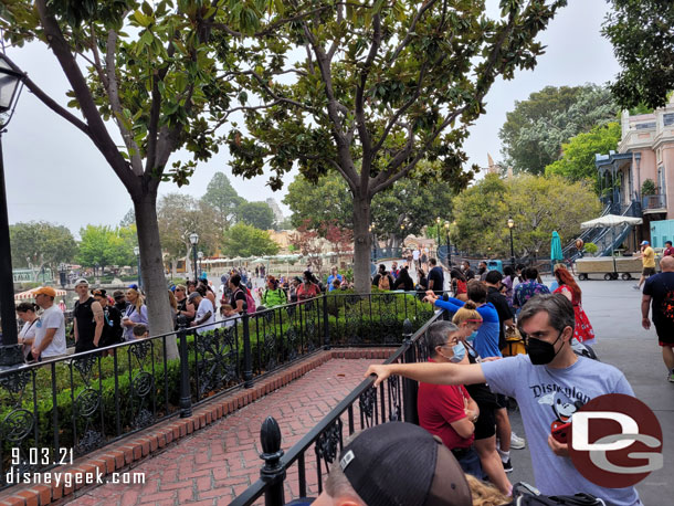 8:06am - found the end of the queue for Haunted Mansion Holiday.  It wrapped in New Orleans Square.