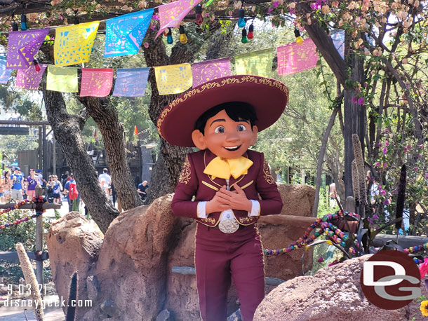 Miguel from Coco was out greeting guests in the park.