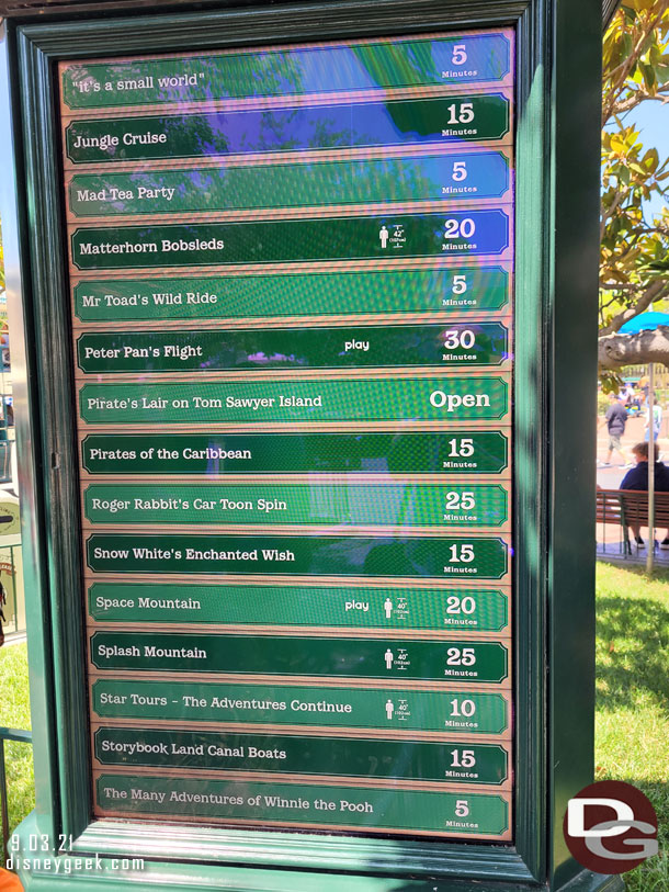 Disneyland wait times at 12:54pm