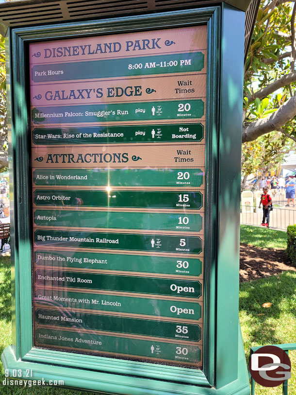 Disneyland wait times at 12:54pm