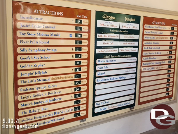 1:22pm - Wait times at Disney California Adventure 