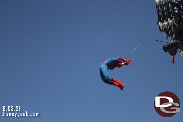 A fun sequence of shots of Spider-Mans flight.