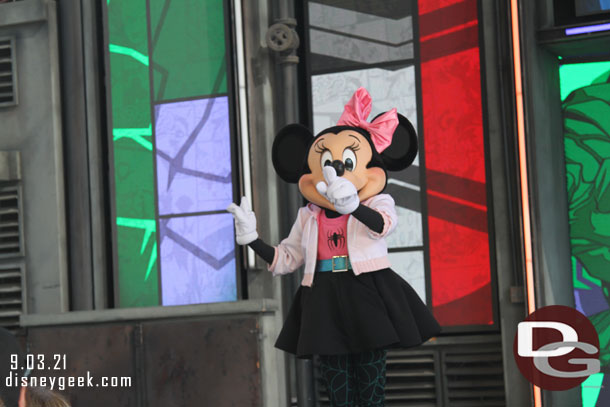 Minnie Mouse as Spider-Gwen on the Backlot Stage