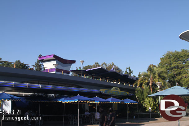 The Monorail station renovation work looks complete.