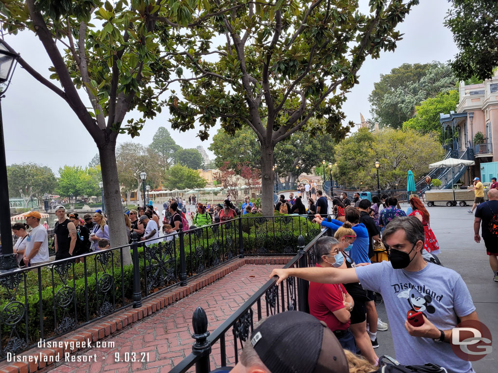 8:06am - found the end of the queue for Haunted Mansion Holiday.  It wrapped in New Orleans Square.