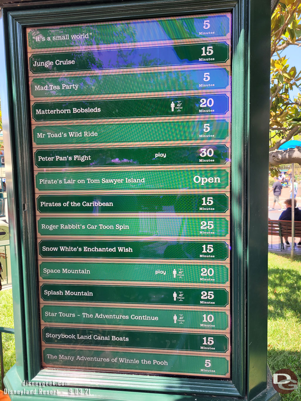 Disneyland wait times at 12:54pm