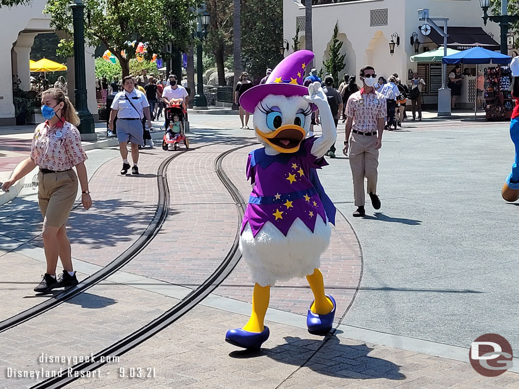 Crossing paths with Daisy Duck near Carthay Circle.