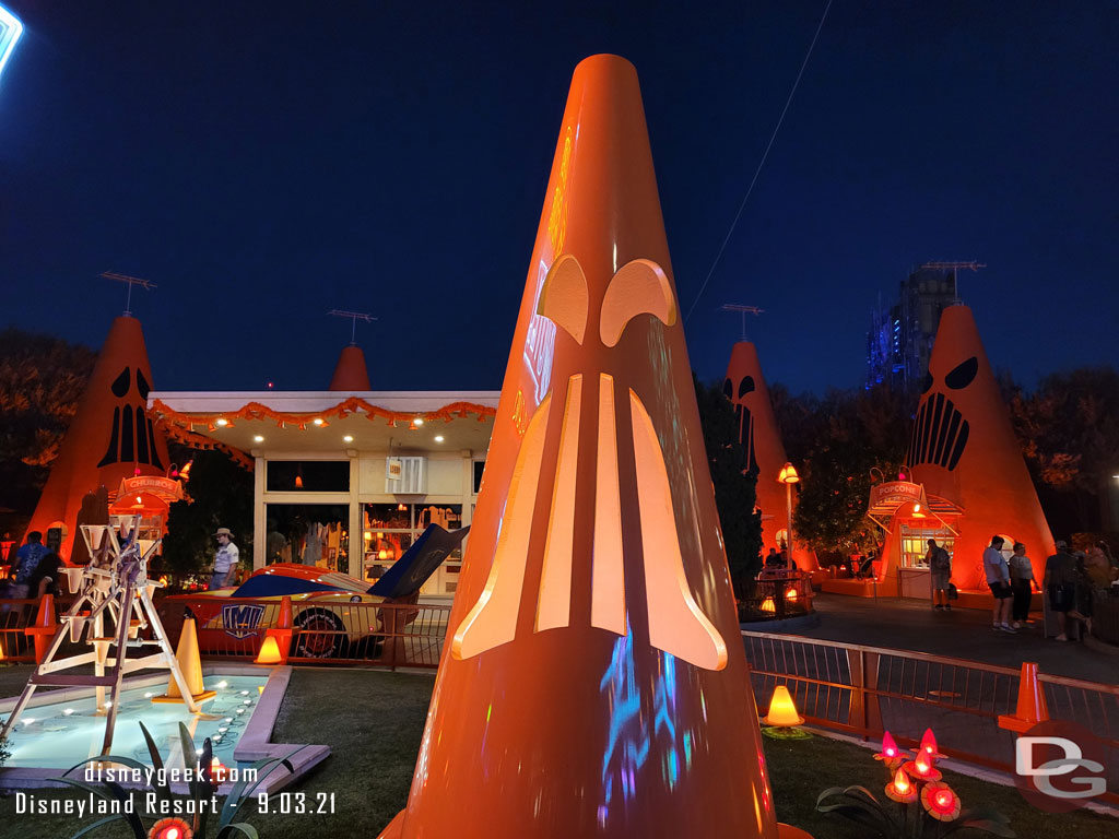 Lighting meeting guests in his Haul-O-Weencostume for Trunk-Or-Treating