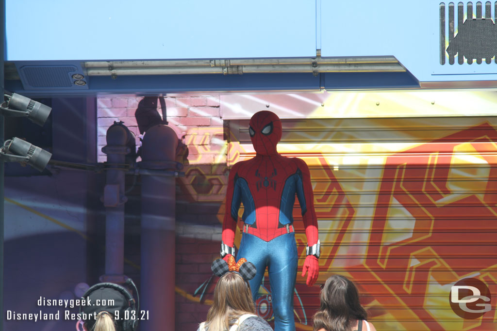 Spider-Man greeting guests