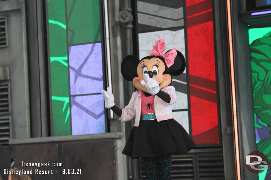 Minnie Mouse as Spider-Gwen on the Backlot Stage