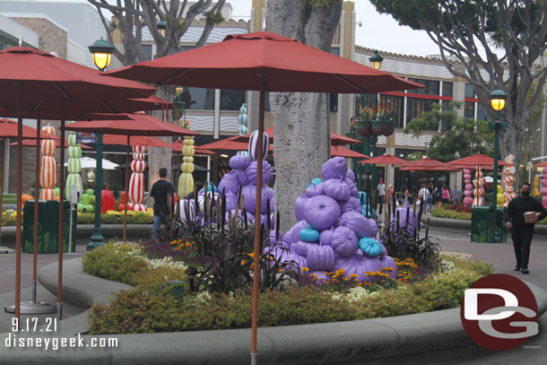 Towers of purple pumpkins