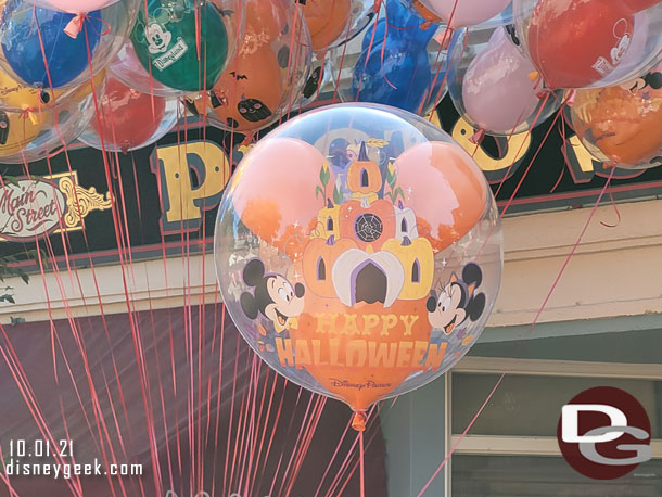 A Halloween balloon on Main Street USA