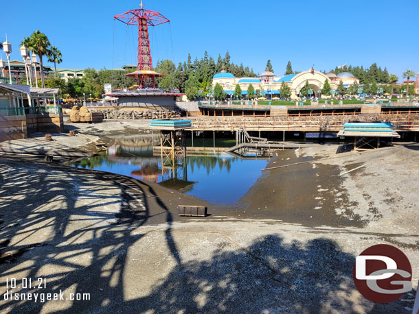 Continuing around Paradise Bay the view for Pixar Pier.