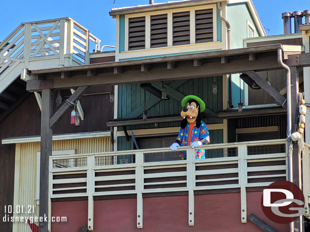 Goofy was out fishing in the Pacific Wharf area