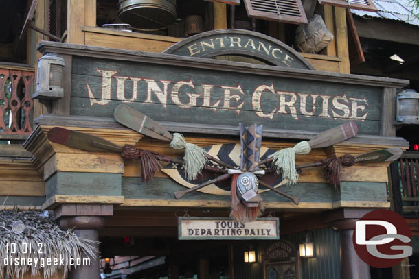 Strolling through Adventureland, saw no wait so went for a Jungle Cruise.