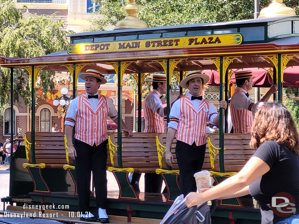 The Dapper Dans performing as they took a street car around Main Street USA