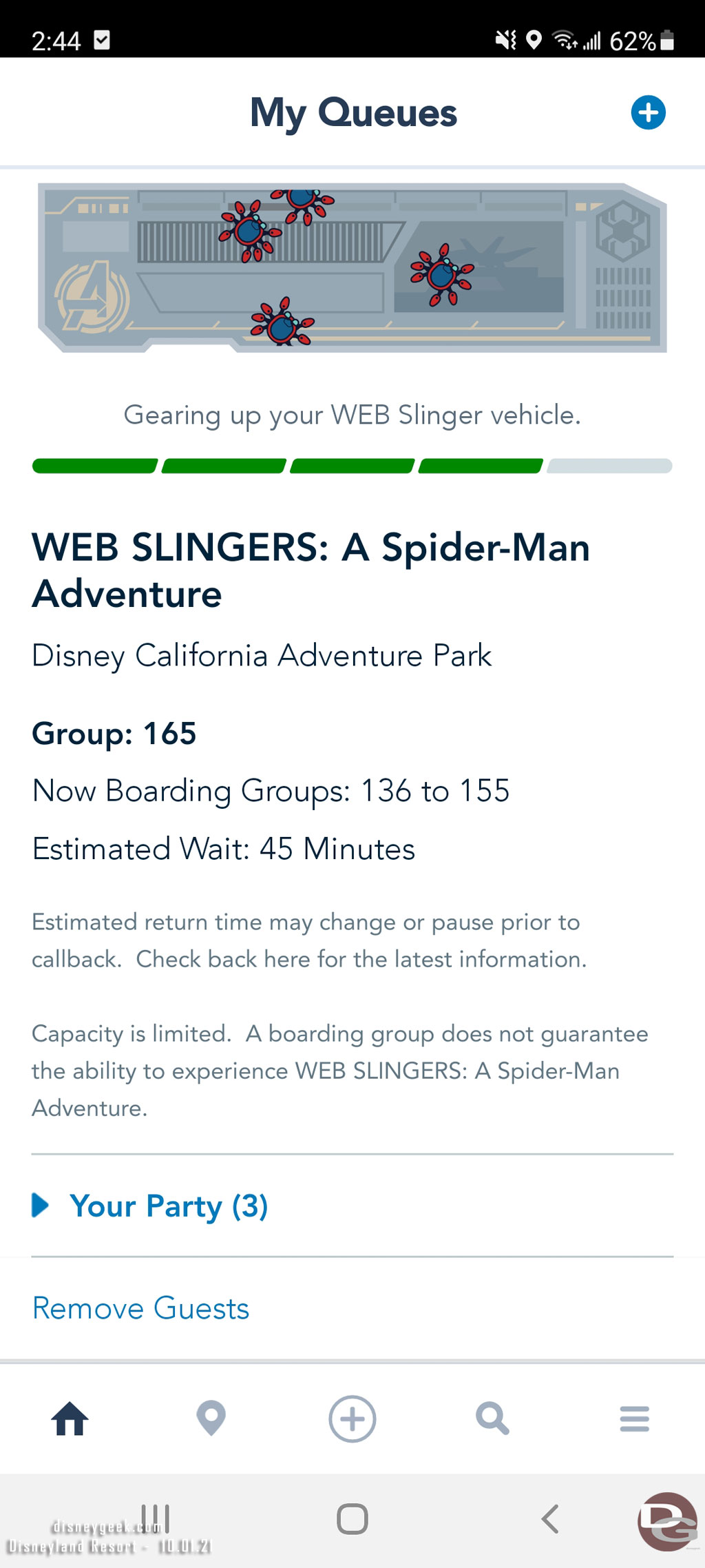 Checking in on my boarding group for WEB Slingers