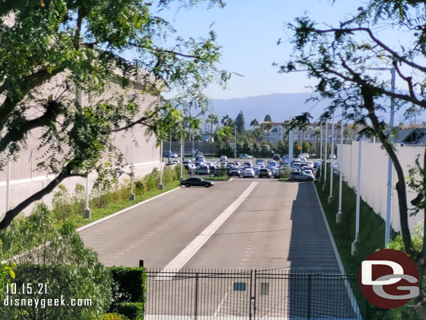 On my way.  It was nice to be riding the highway in the sky again.  This is a look toward the cast member parking lot.  Originally this was to be a guest walkway from a parking structure but that project ran into opposition and was stopped.