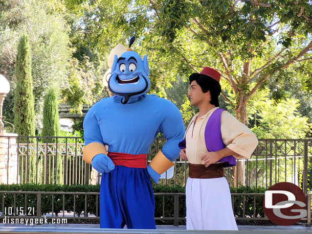 Aladdin and Genie greeting guests