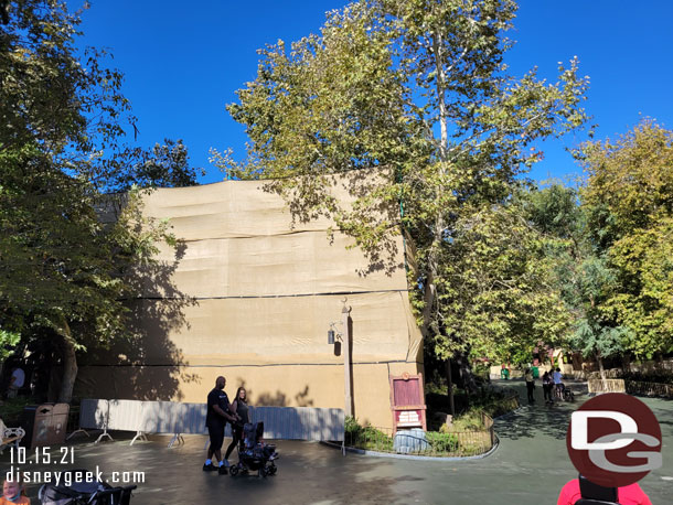 Renovation work underway on the Fantasyland Theater sign.