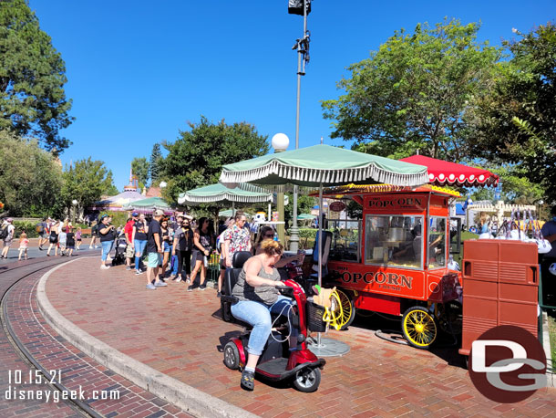 Healthy lines at many popcorn carts today.