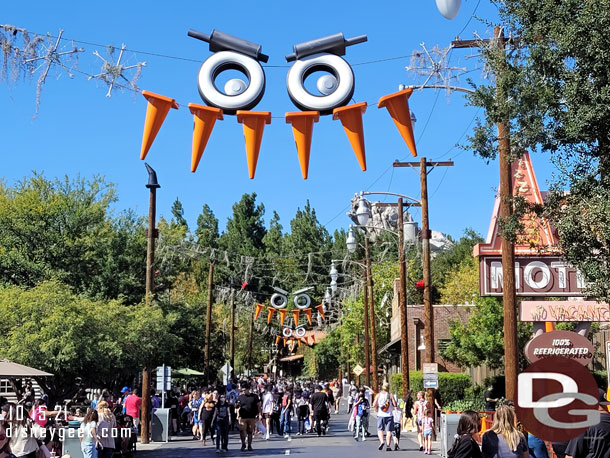 Passing Route 66 in Cars Land.