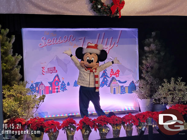 Mickey Mouse in his new holiday attire.