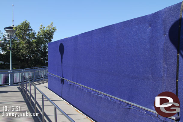 The Finding Nemo Submarine Voyage is closed and drained for renovation so the view from the Monorail queue and station is blocked.