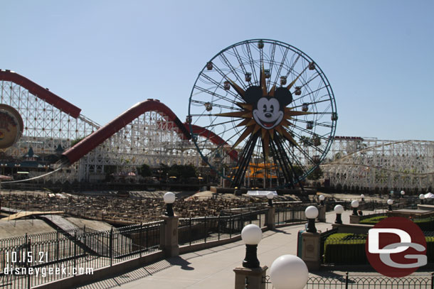 The World of Color renovation work continues.  The lagoon is drained and looks like some cleanup has happened since my last visit.