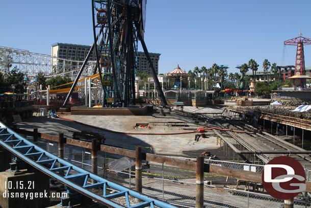 The support structures for the projectors and their housings for World of Color are being removed.  