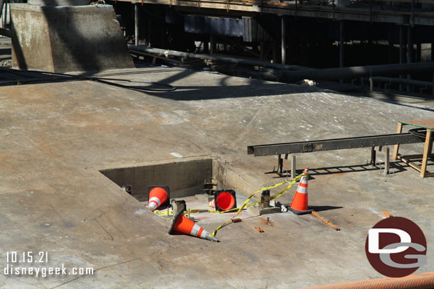 The cables have been pulled back and the cable tray is still in place.