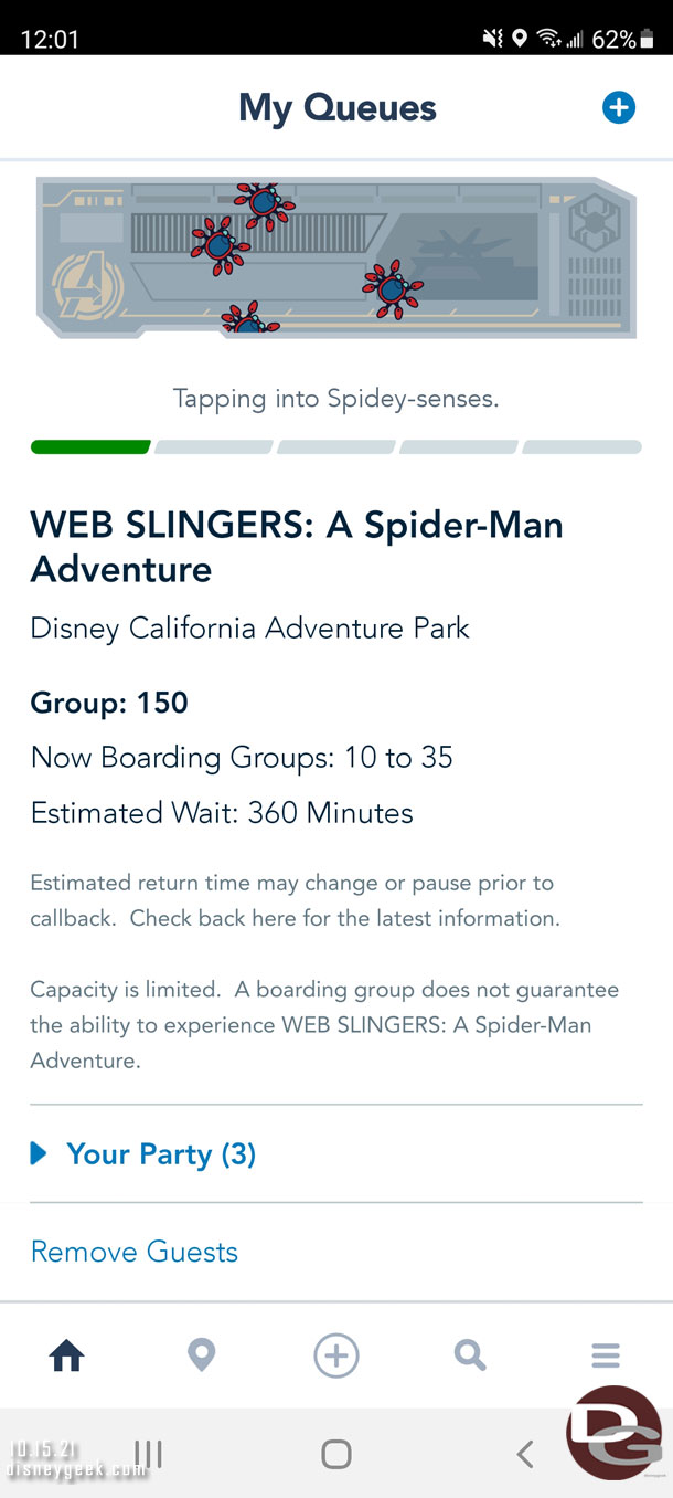 I succeeded in picking up WEB Slingers boarding groups but it looks like it was a rough morning with only 35 groups called so far.