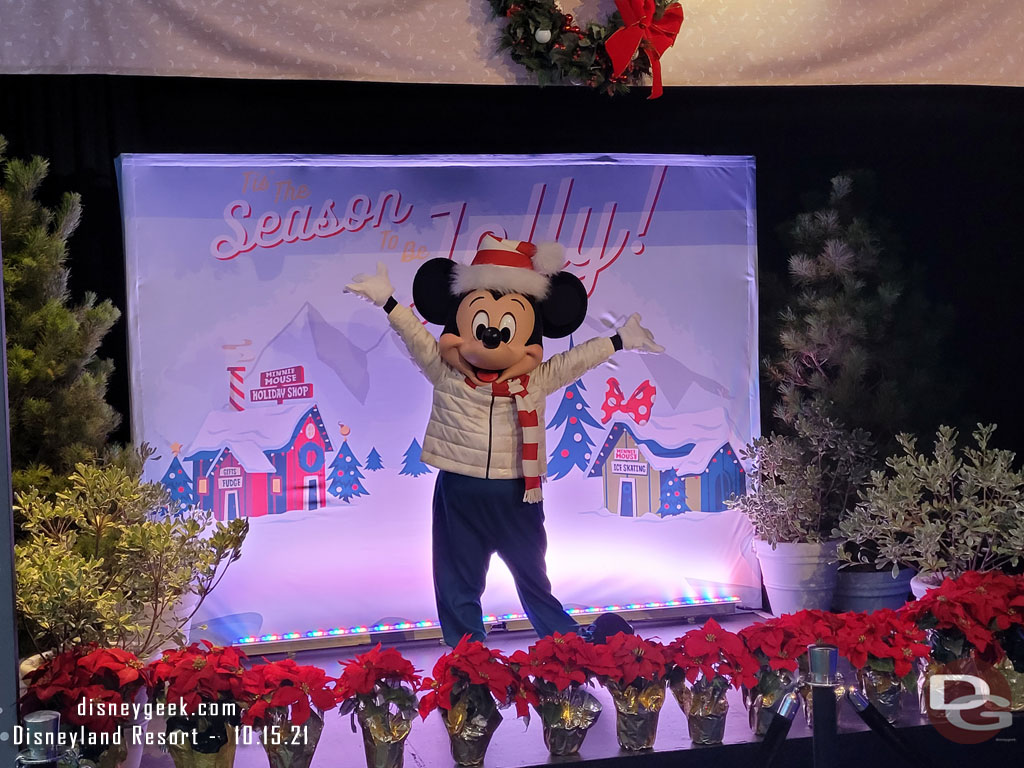 Mickey Mouse in his new holiday attire.