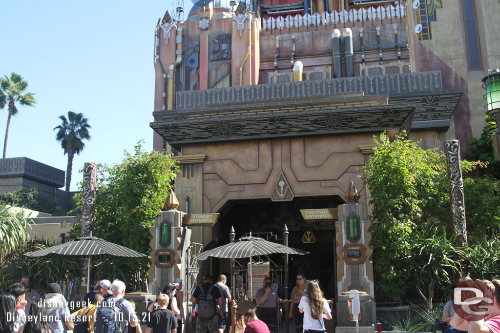 75 minute wait for Mission Breakout when I walked by at 1:39pm