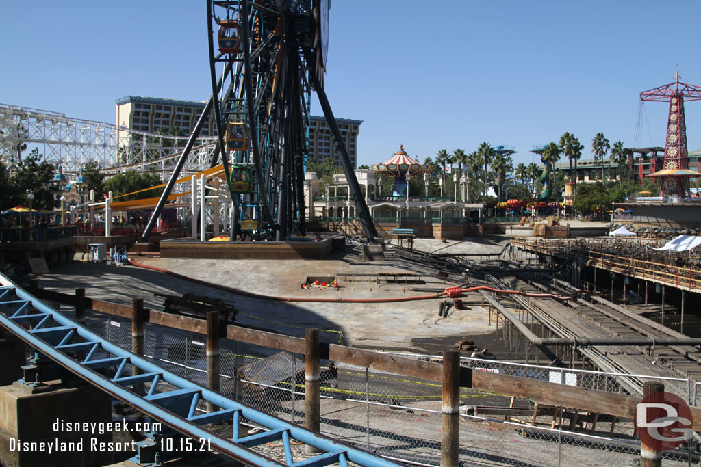 The support structures for the projectors and their housings for World of Color are being removed.  