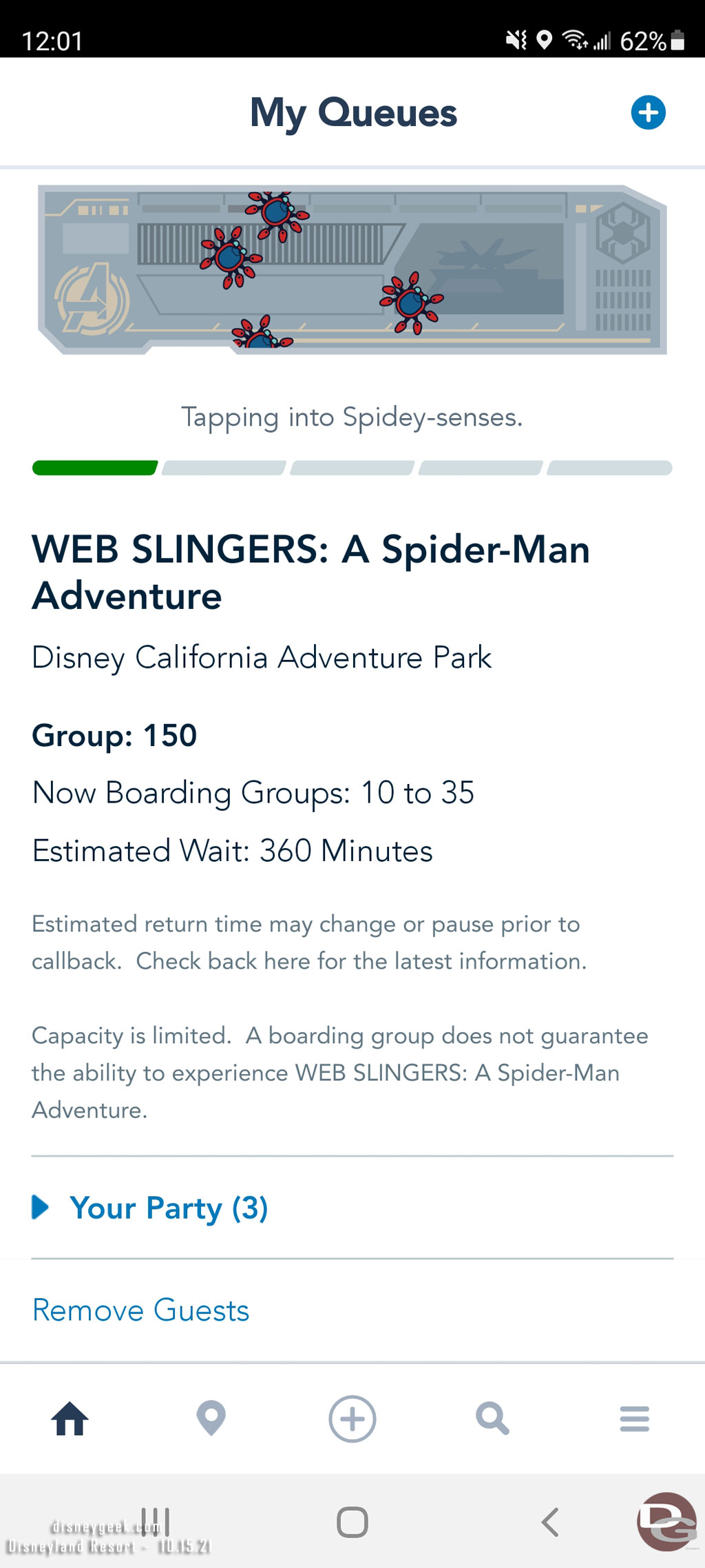 I succeeded in picking up WEB Slingers boarding groups but it looks like it was a rough morning with only 35 groups called so far.