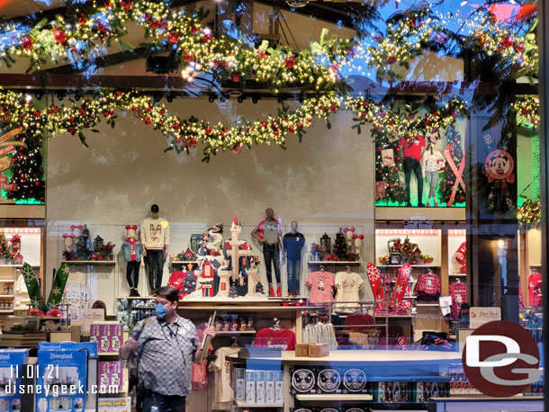 Inside a cast member was stocking some shelves.  The center section is Christmas now.