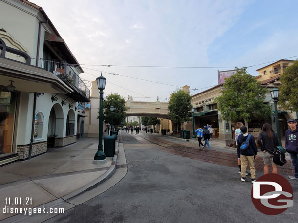 Halloween has been removed from Buena Vista Street and Christmas has yet to arrive.