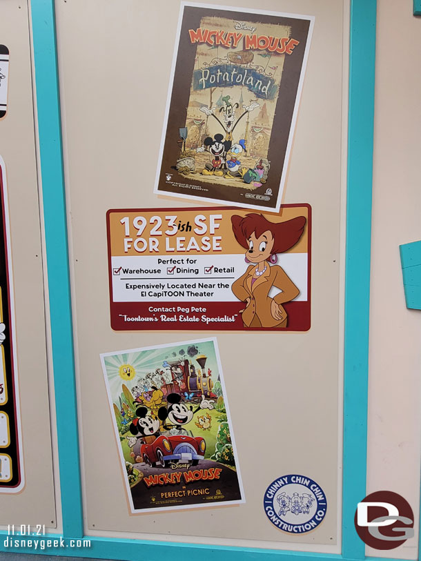 A closer look at the construction wall signs near the exit of Car Toon Spin (I did not visit this side last visit).