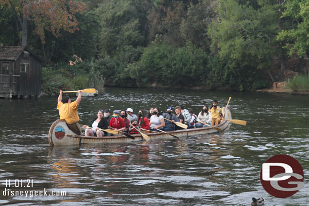 Canoes were still circling the Rivers of America this late afternoon