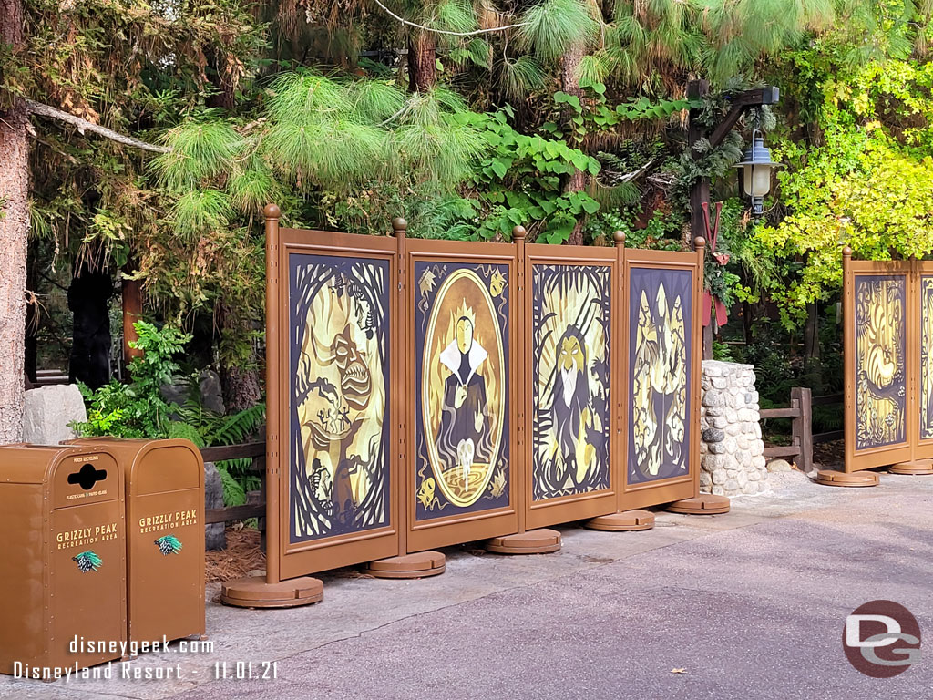 Halloween walls are still up along the walkway.