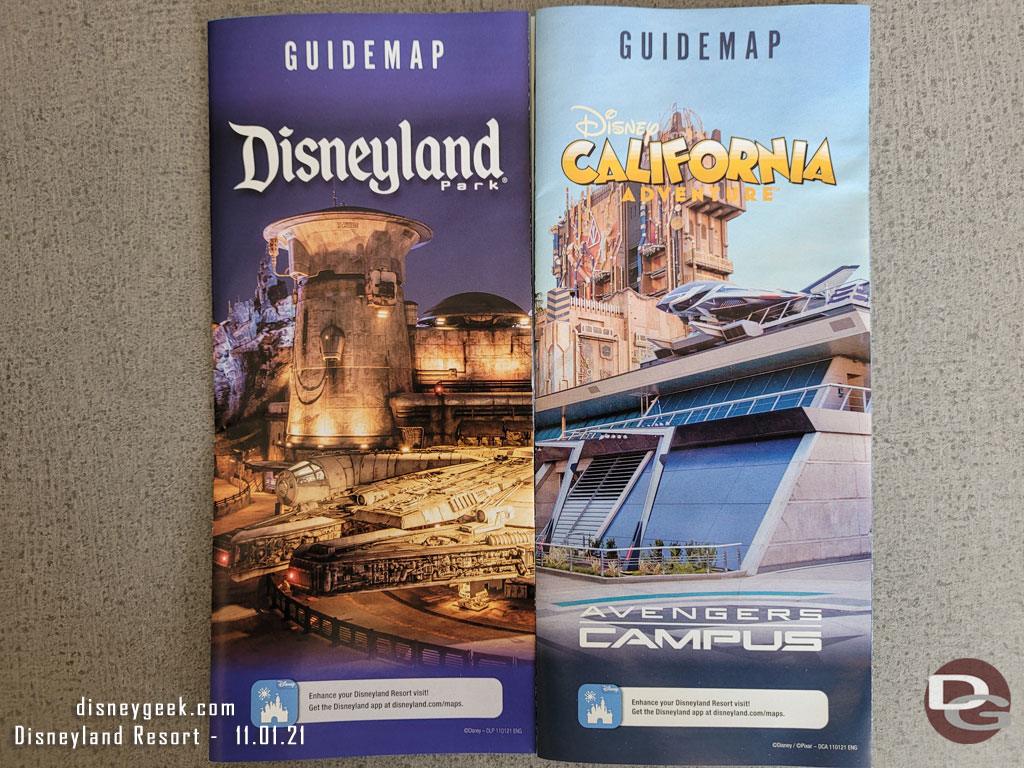 The park guide maps on Friday featured Avengers Campus and Galaxy